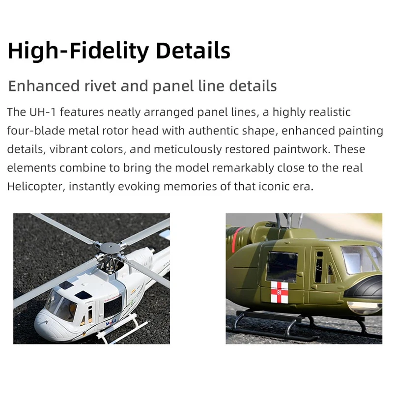 Fly wing New upgrade UH-1 V4 6CH RC Huey Helicopter with ACE H2 flight control GPS self stabilization system Double/four paddle