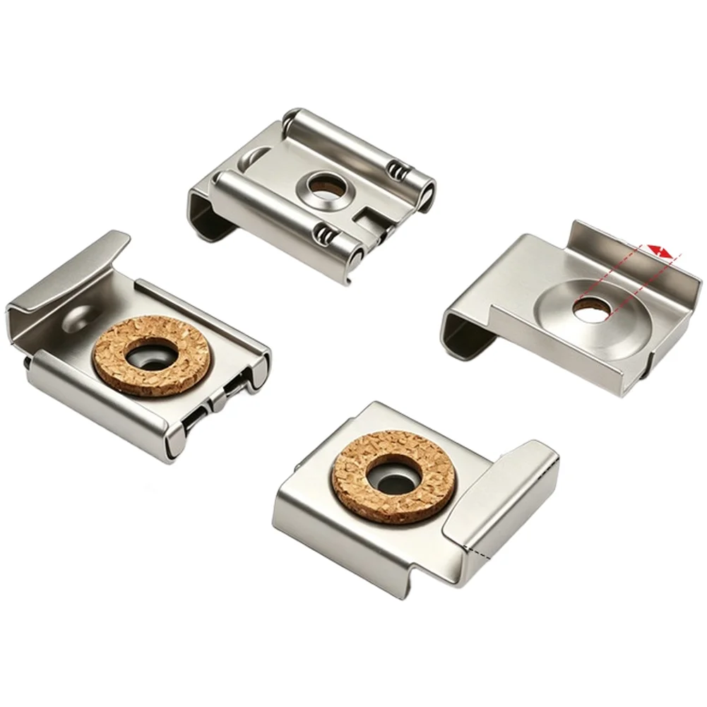 4Pcs Square Glass Mirror Bracket Stainless Steel Wall Mount Holder For Bathroom Shower Room Slip Fitting Kit 4Pcs