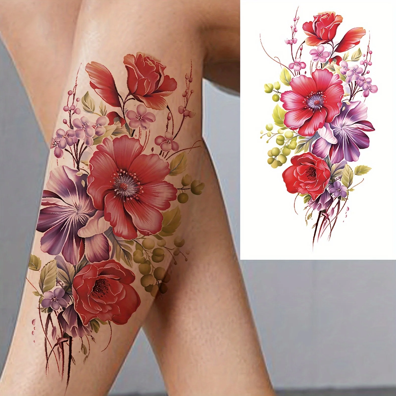 Waterproof Rose Temporary Tattoo Sticker for Women - Versatile Body Art for Arms & More, Easy Apply & Remove