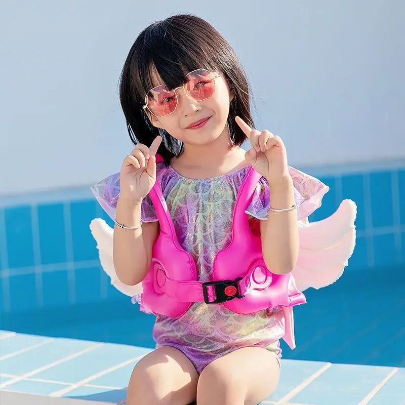 Swim Vest for Kids 2-8Y Life Jacket with Security Buckle Floats for Toddlers Inflatable Floaties Swim Training Pool Accessories