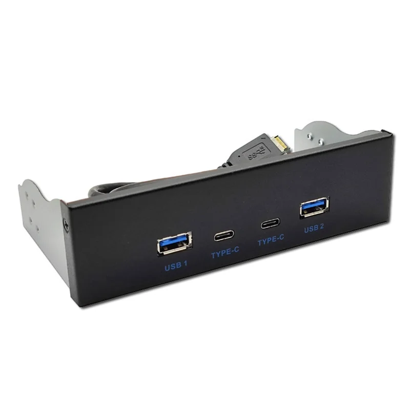 Панель оптического привода ABAN USB3.2 TYPE-C, 10 Гбит/с, 2X USB GEN2 + 2X TYPE-C, 3,5-дюймовый 5,25-дюймовый концентратор, 19-контактный разъем C-Port, передняя и задняя вилка