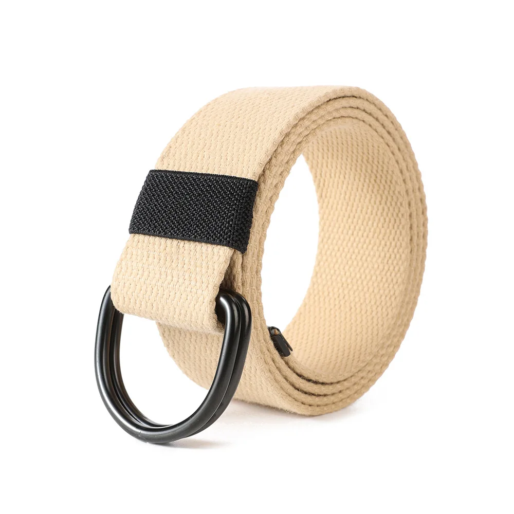 Nylon riem met dubbele lusgesp voor heren Dames Dagelijkse mode Canvas riem Geweven riem met verstelbare en langwerpige tactische riem