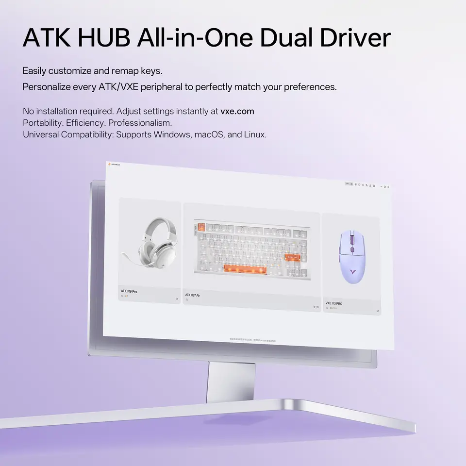 ماوس ألعاب بلوتوث ATK VXE Dragonfly V3 PRO PAW3395SE 2.4G لاسلكي لإي سبورتس قابل لإعادة الشحن خفيف الوزن مريح - 6