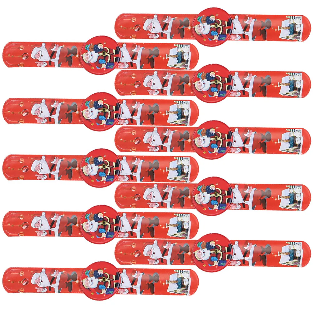 

10 шт. браслетов-слэпбраслетов для детей, рождественские тематические браслеты, праздничный реквизит для фото, легкие сувениры для вечеринок, декоративные кольца для рук