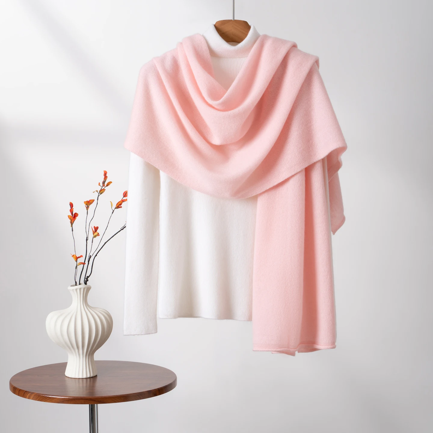 

Женский шарф-шаль из 100% чистого козьего кашемира, вязаный теплый мягкий зимний модный однотонный шарф для защиты шеи