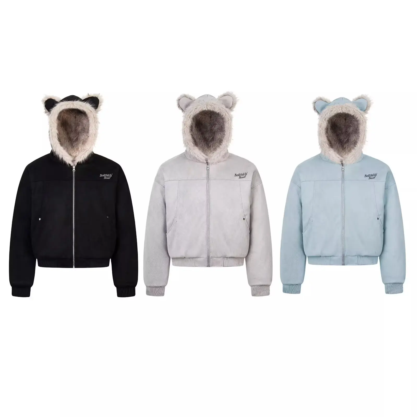 

Autumn Winter Large Size 250 Pou Mountain Eagle Harajuku Cotton Jaet Embroidered Thiened Suede Cotton Coat Trendy...