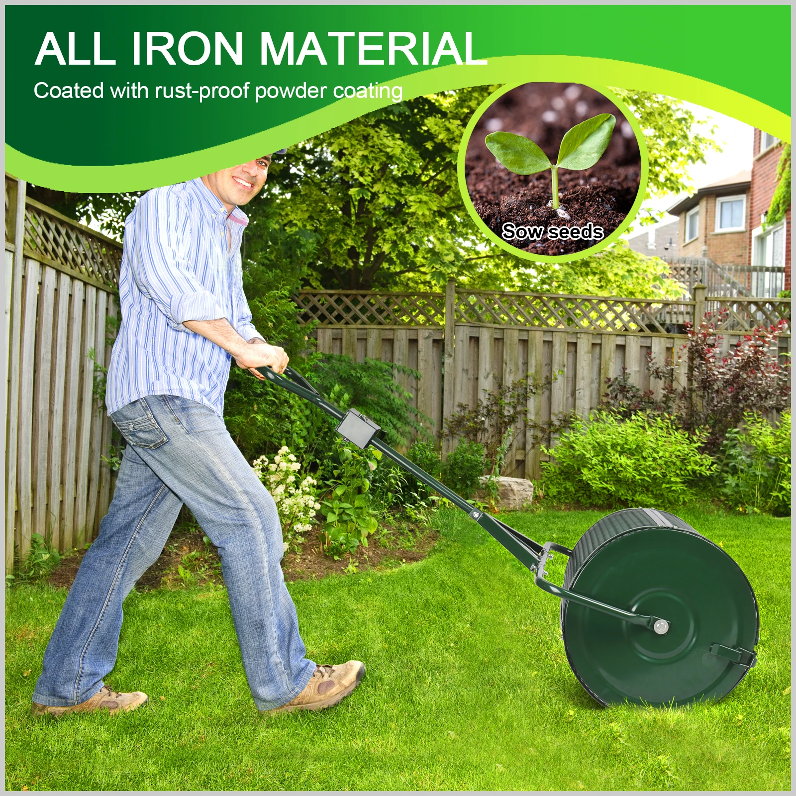 Y Shape Handle Compost , Peat Moss , Metal Mesh Manure Spreader For Lawns, Garden Planting Seeding