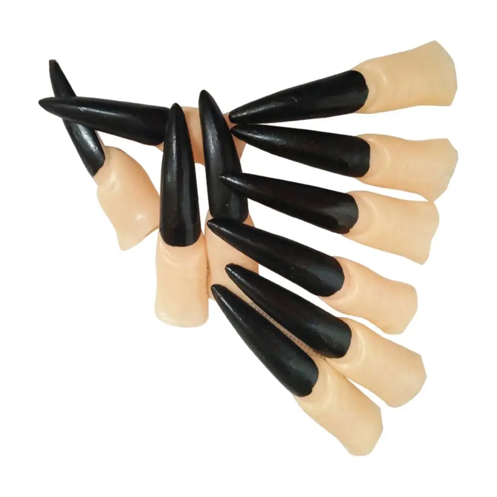 

10pcs False Nails Finger Nail Halloween Trick Games Party Supplies Scary Makeup diy Funny Toys