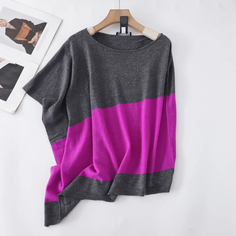 Slimming Effect ขนสัตว์ผ้าไหมถัก Svel หลวม Fit บางฤดูใบไม้ผลิฤดูใบไม้ร่วงสี Blo Design Faionable เสื้อกันหนาวผู้หญิง