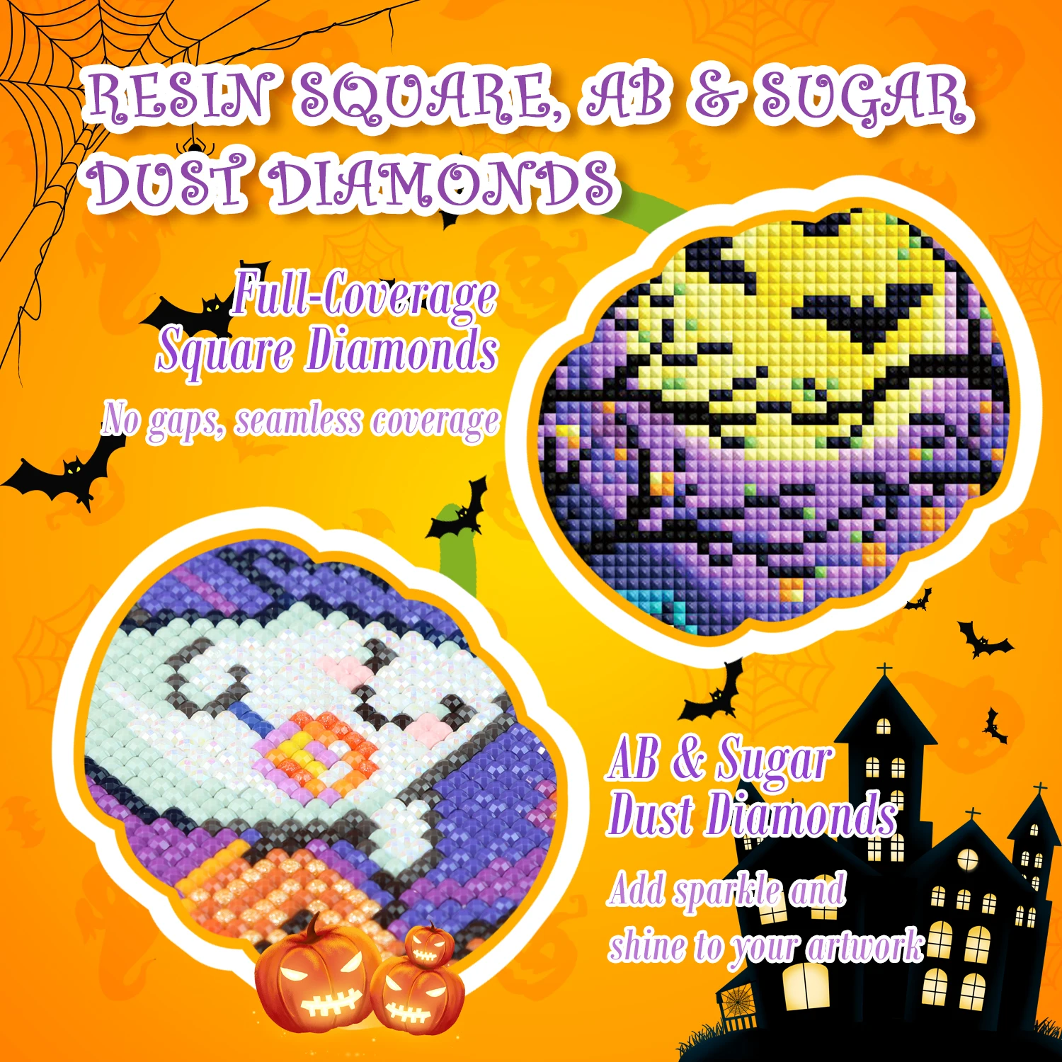 Halloween Diamond Painting Kit - 6PCS Cute 7 - Inch Halloween Theme Diamond Art Set with Sugar Dust Diamonds for Home Decor view 3