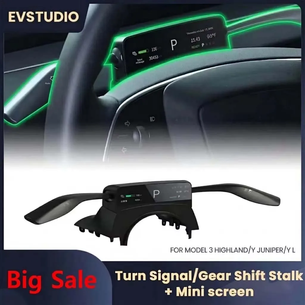 

2026 Turn Signal Gear Shift Stalk with Mini Display for Tesla Model 3 Highland/Y Juniper/Y L Handle Turn Lever Physical Grab Kit