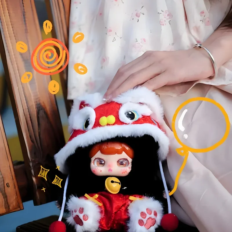 Baby Drie Pufufu Geluk Bell Serie Blind Box Pluche Vinyl Schattige Pop Hanger Mystery Box Speelgoed Decoratief Beeldje Desktop Gift