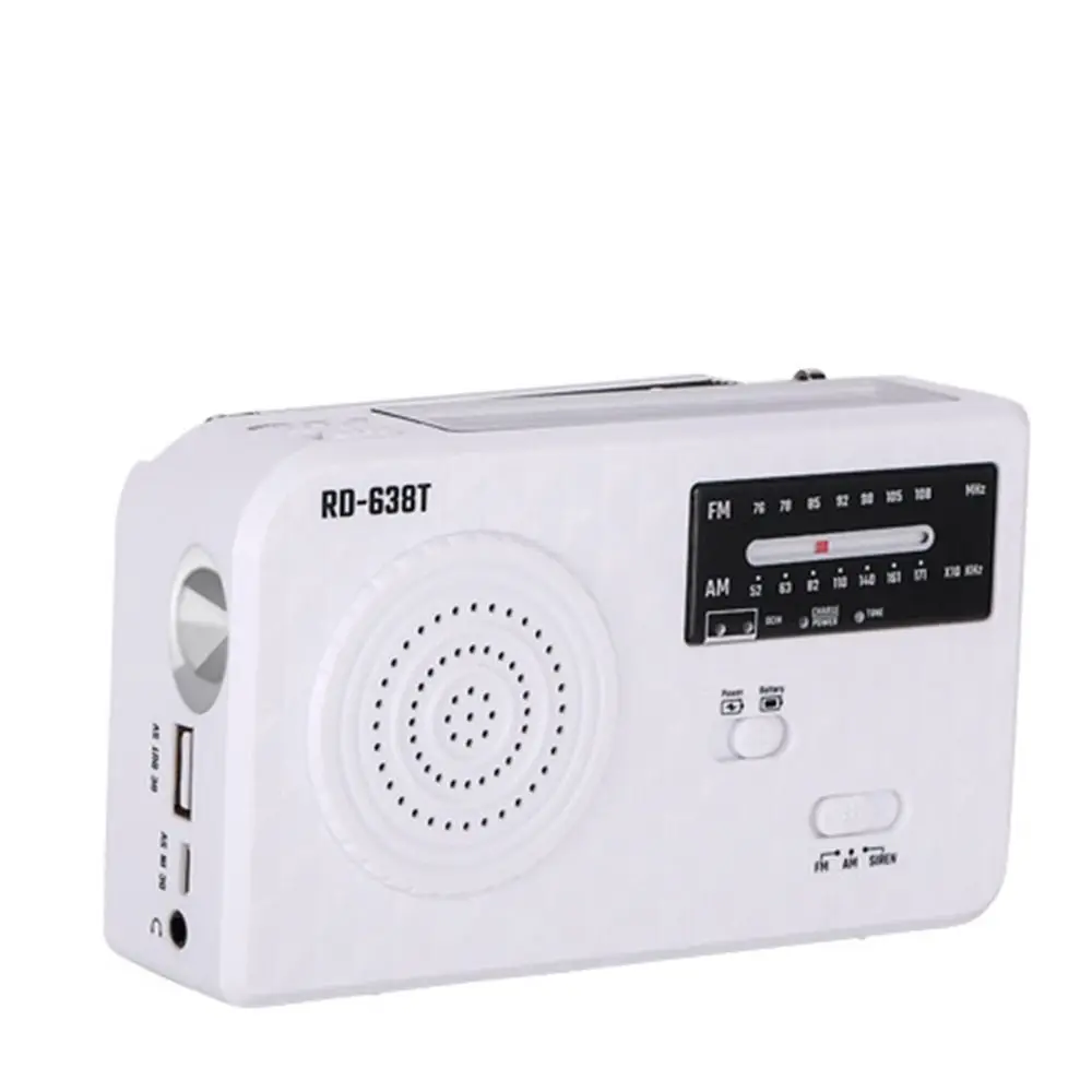 LED Solar Hand Crank Radio Solar Power SOS Alarm AM FM Radio USB Charger Auto Scan AM/FM Emergency Flash Light