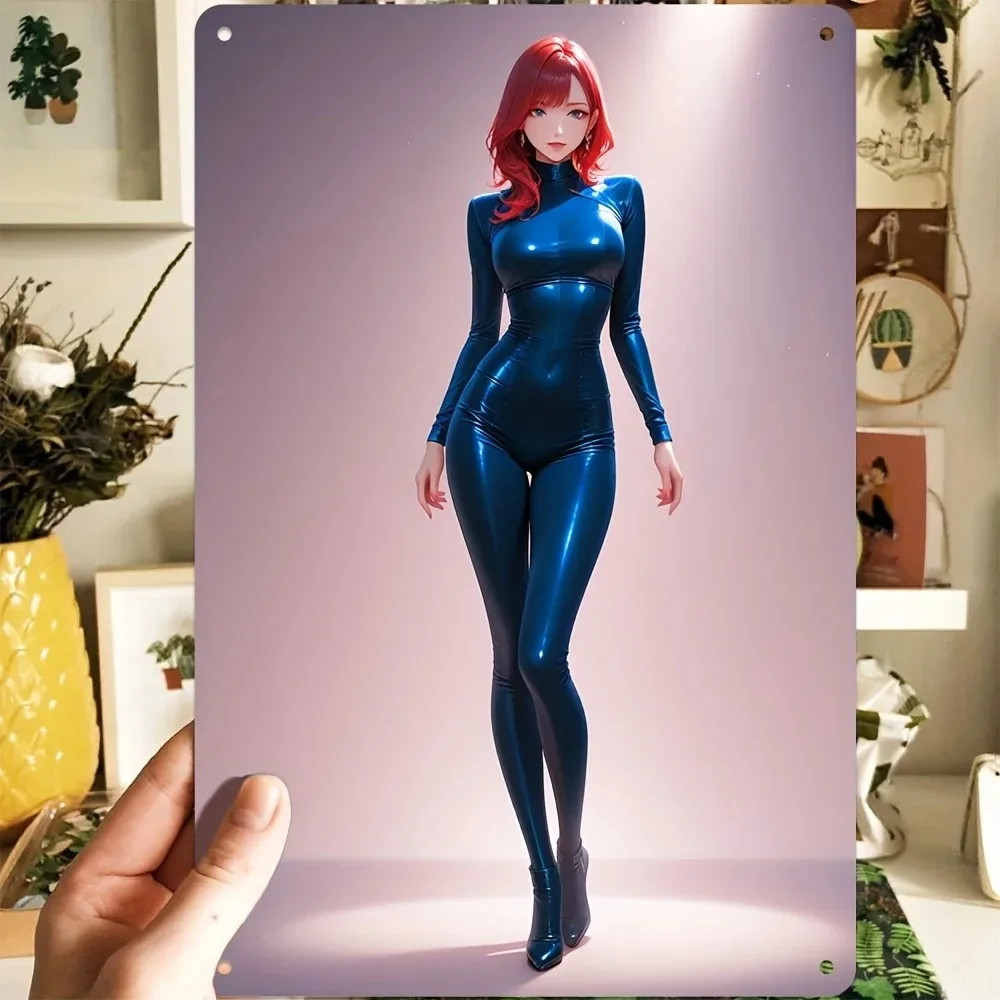 Vintage Sexy Bikini Girl Metallposter 8x12 Zoll Retro Aluminium Wandkunst Deko für Wohnzimmer Modern