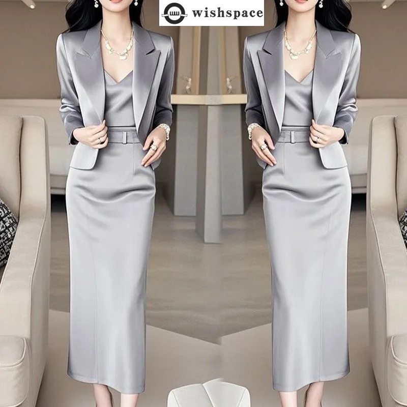 

Spring and Autumn New Collection of Light Luxury and High End Temperament Coat Half Skirt Elegant Women's Two Piece Set