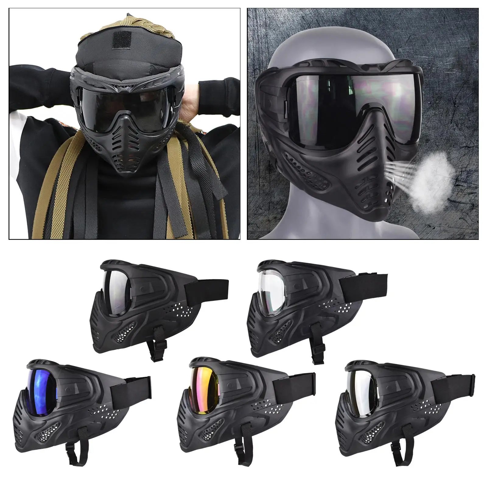 Men/Women Full Face Mask Respirator Riding CS Perspiration Face Protector