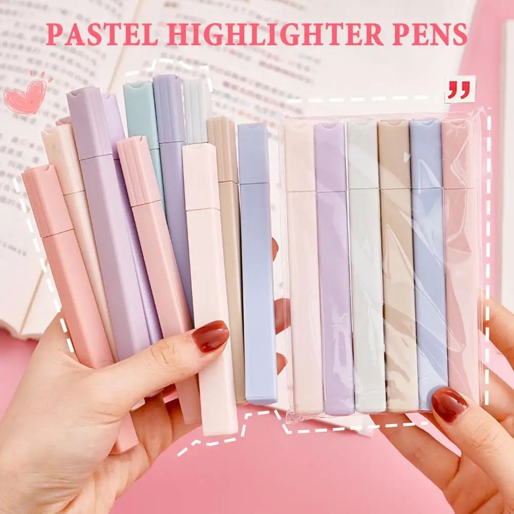 

Colorful Highlighters 6pcs Pastel Highlighter Pen Set Dual-tip Eye-care Markers for Journaling Quick-dry School Supplies