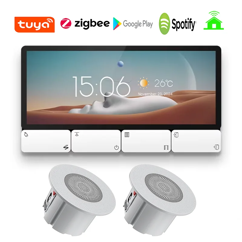 

Новый тип Tuya Smart Control Panel Zigbee Gateway 8-кнопочный многофункциональный с релейной музыкой 6,3-дюймовый аудиоплеер Настенный усилитель