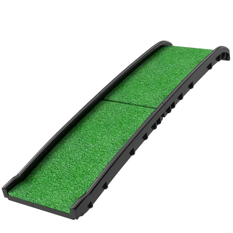 

PawHut Folding Dog Ramp for Car, 61 Inches Portable Pet Ramp with Non Slip Grass Surface, Raised Side Rails