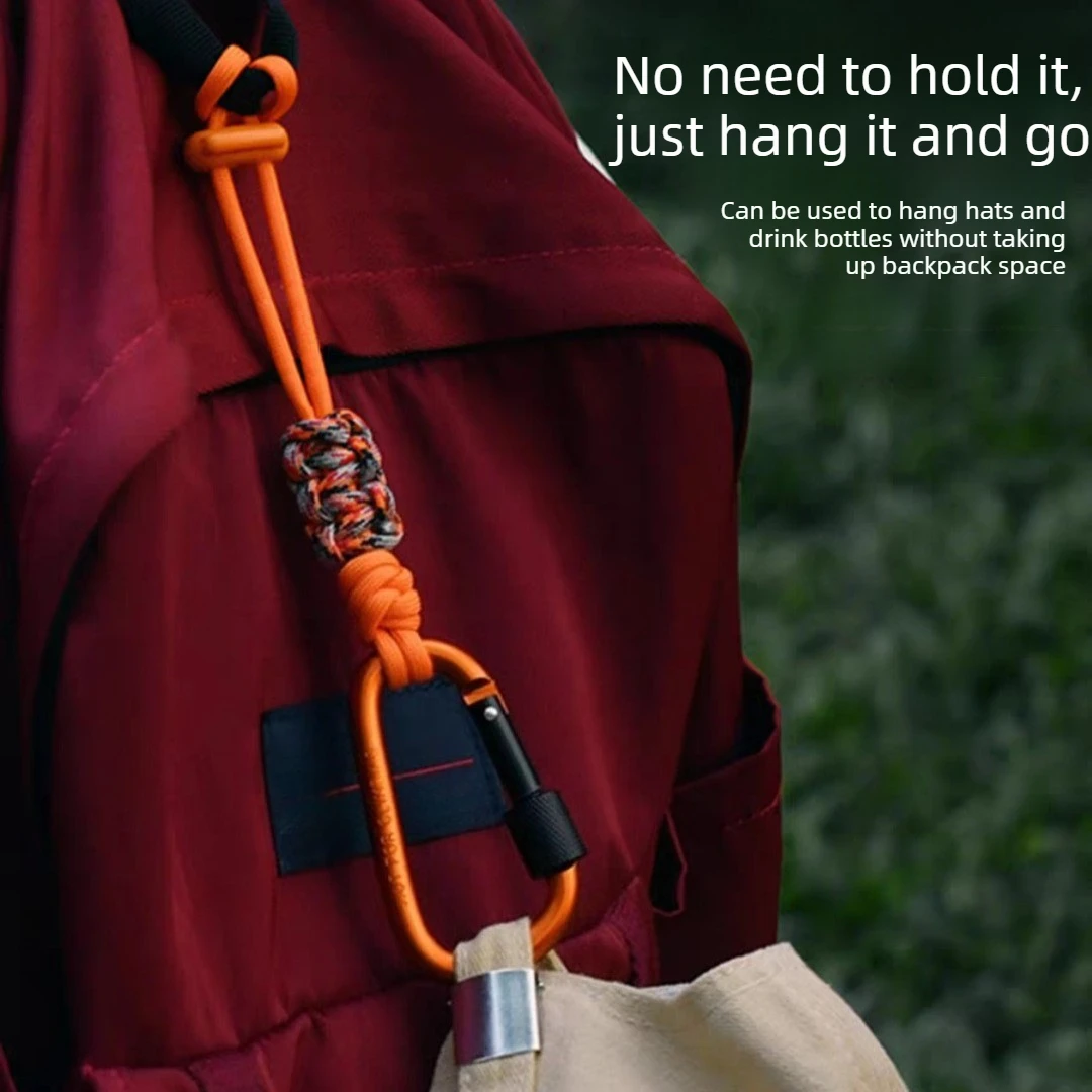 1Pcs Outdoor Water Bottle Holder Paracord Hook Hiking Backpack Cup Carrier Hand Woven Lanyard Carabiner Accessory Camping Gear