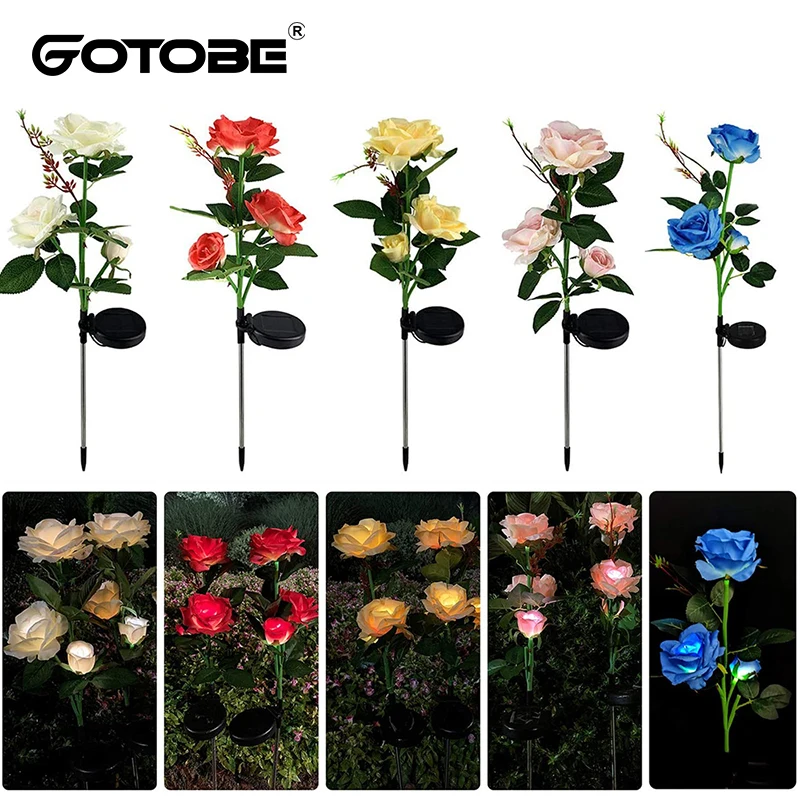 

Solar Rose Flower Lamp LED Solar Garden Decoration Waterproof Outdoor Landscape Lawn Lamp Home Decorative Flower Night Lights