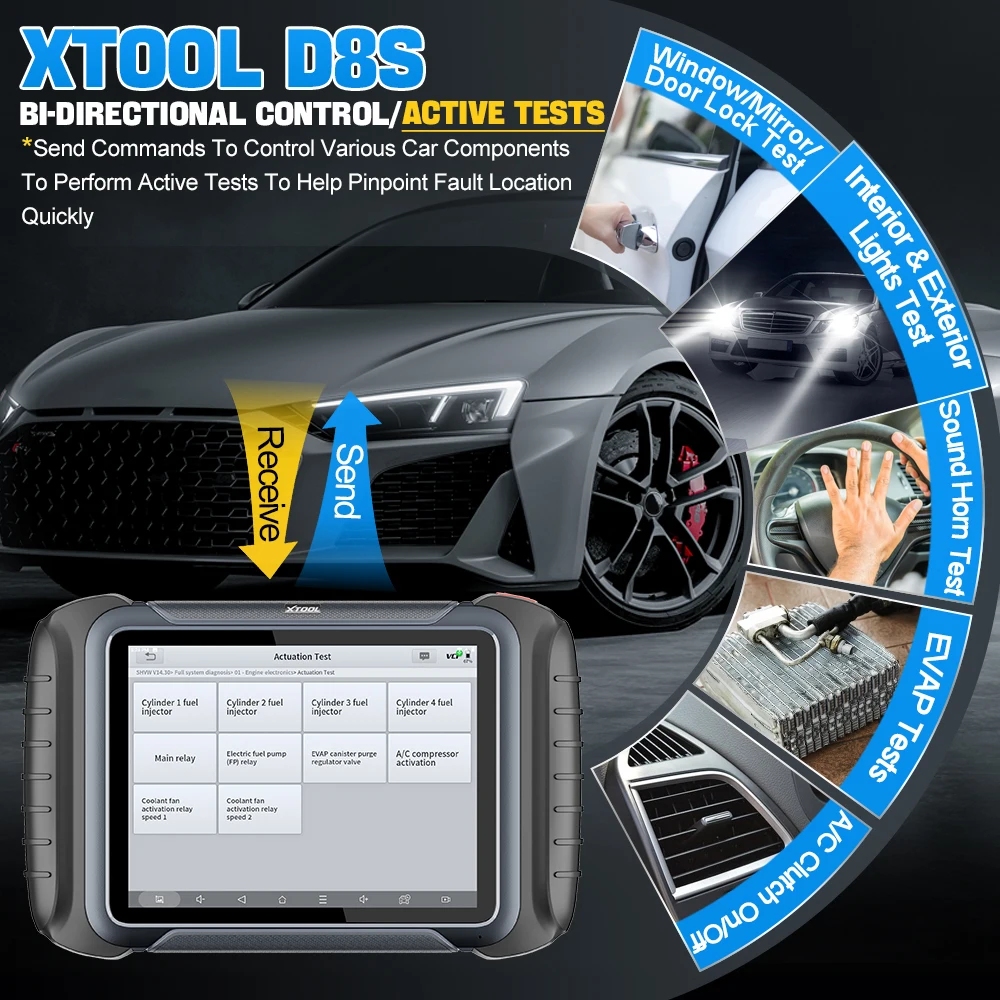 XTOOL D8S is Upgraded of XTOOL D8, Car Diagnostic Scanner Automotivo Tools ECU Coding Key Programming 38+ Services Topplogy Map