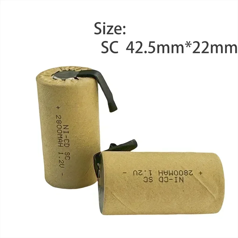 Screwdriver Electric Drill SC Batteries 1.2V 2800mah SubC Ni-Cd Rechargeable Battey with Tab Power Tool NiCd SUBC Cells