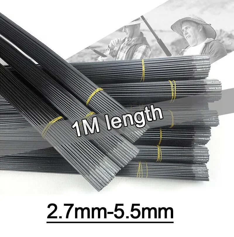 2.7mm-7.7mm 5 pieces 100cm 1M Fishing rod tip Spare sections taiwan fishing rod full size hollow carbon rod Accessories sturdy