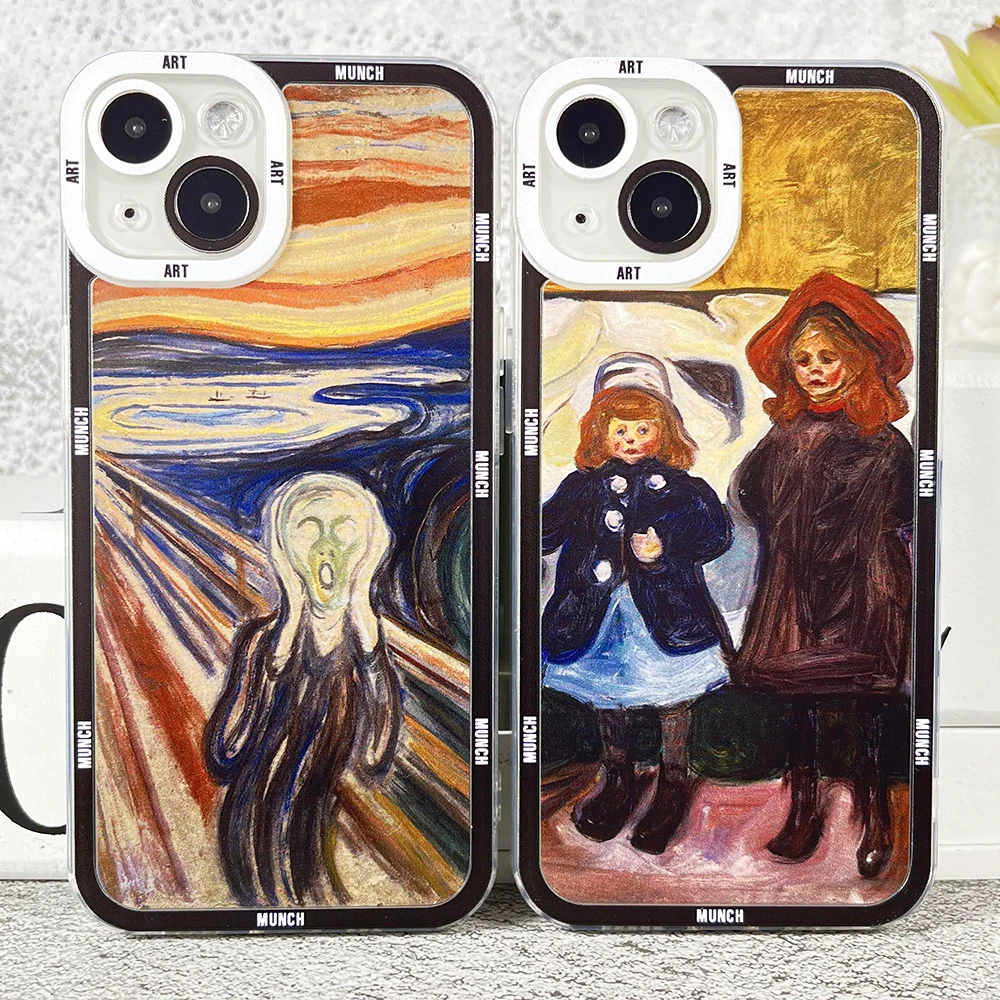 Munch Art The Scream Phone Case For iPhone 14 13 12 11 Pro Max Mini XS X XR SE 7 8 Plus Soft Cover