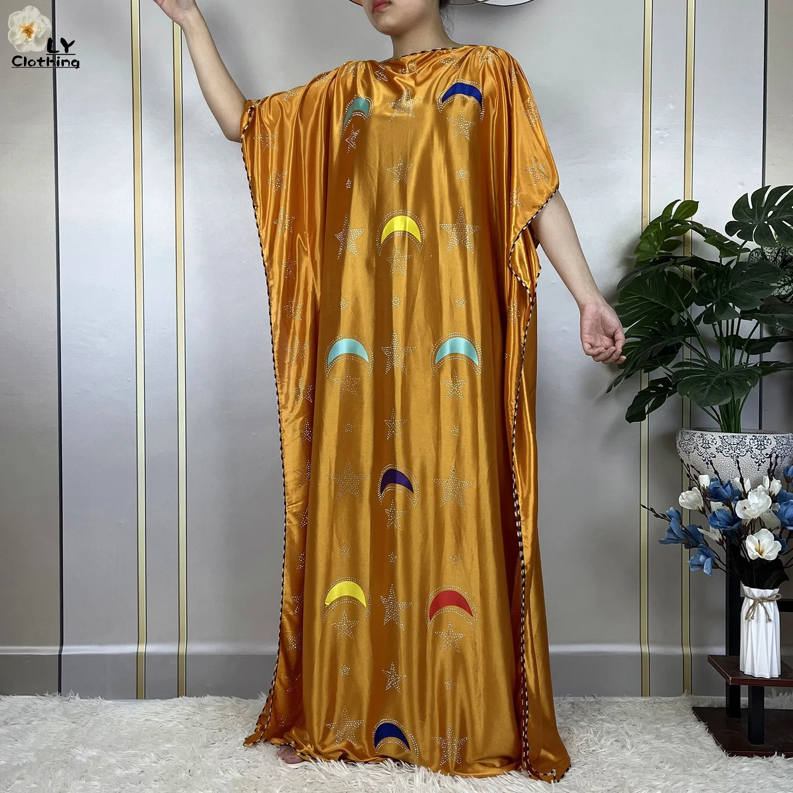 African Abaya Summer Short Sleeve Women Robe Dashiki 2023 New Dubai Women Soft Cotton Diamonds Dress Turkey Islamic Clothes