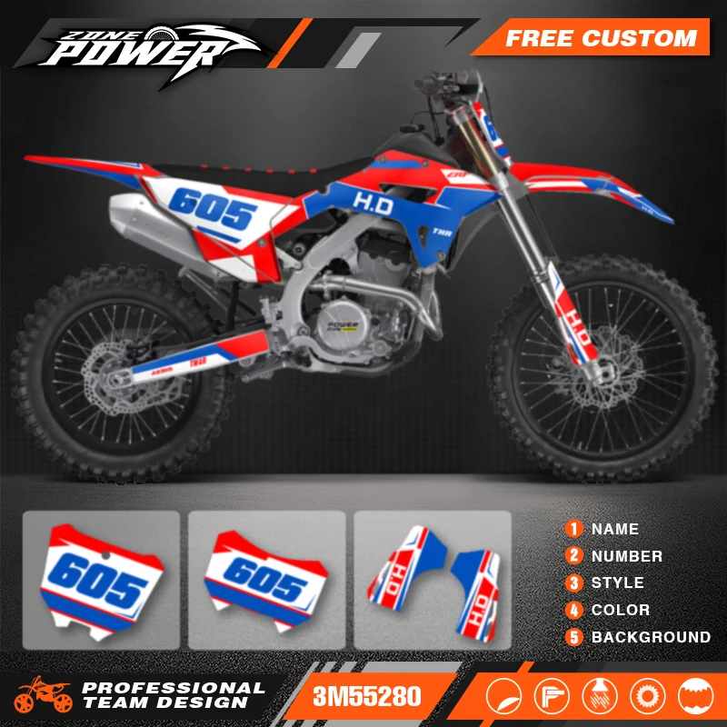 Powerzone Motorcycle Graphic Decal Stickers Kits For Honda CRF250RX 2022-2024 CRF450RX 2021-2024 Number Name Customize 05