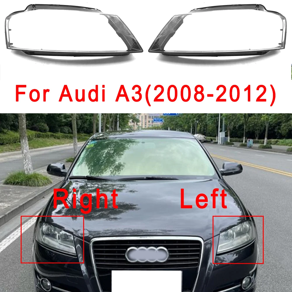 

For Audi A3 2008-2012 Car Front Headlight Cover Transparent Glass Headlamp Shell Lampshade Case Replace Original Lens ﻿