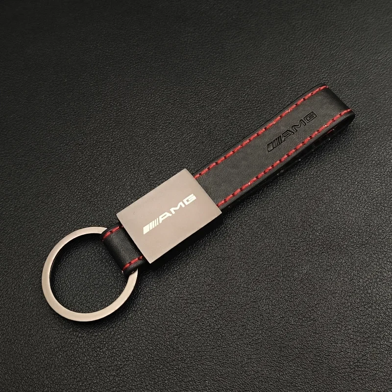 2024 New Metal Leather Car Logo Keyring Luxury Keychain For Mercedes Benz AMG A B C E S GLA GLB GLC GLE CLA G ML R Accessories