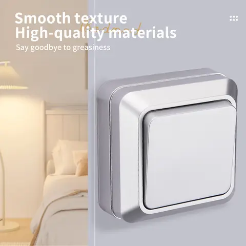 WESA Silverfärgad väggströmbrytare EU sprayfärg plast utomhus 1 gång 1 vägs vägg utomhus vippströmbrytare på/av 10 best sales knapplampa - №2