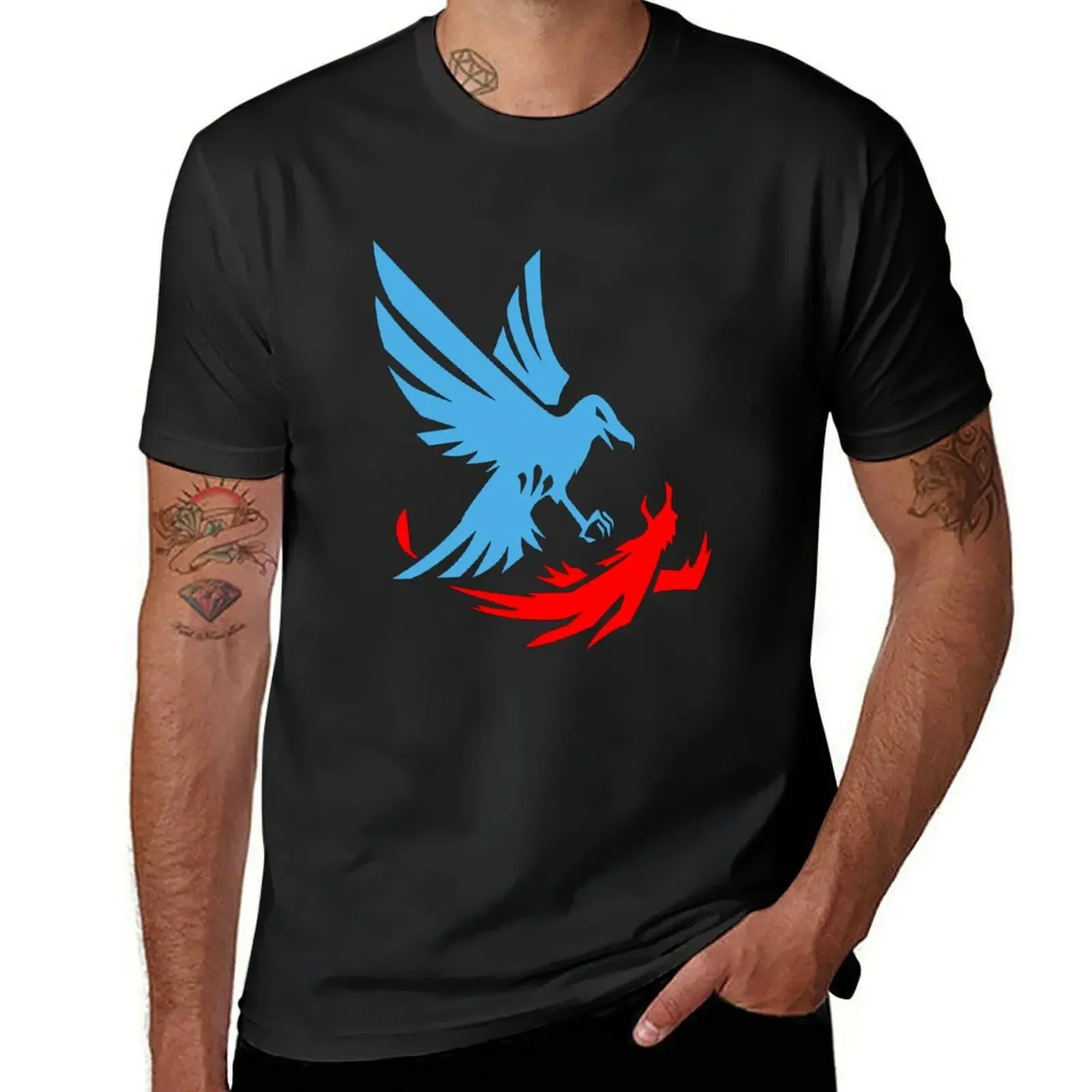 inFAMOUS Second Son Champion Logo Classic T-Shirt blue lock street wear plain black t shirts men
