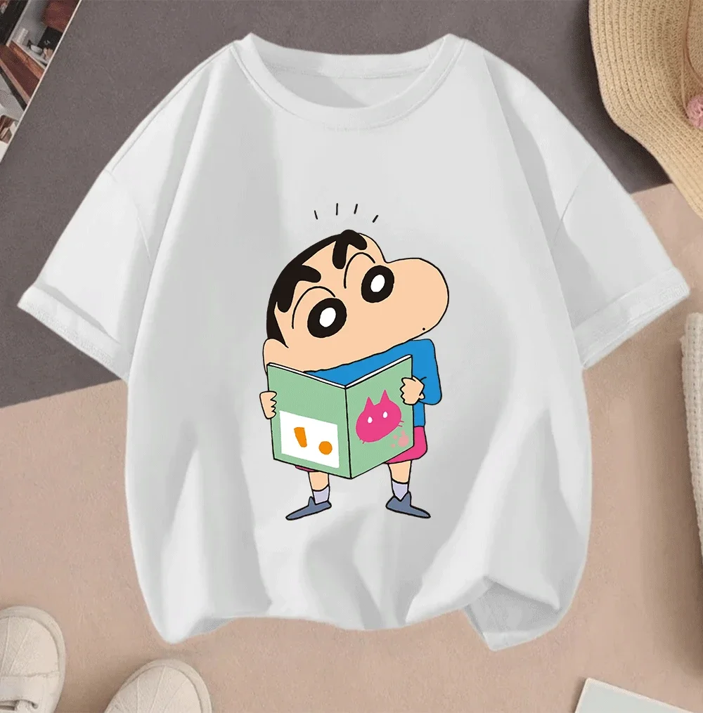 

Hot Sale Casual Summer Short Sleeve Tees Crayon Shin Chan 2D Cartoon Print 2026 For Teenagers Children Boys Girls