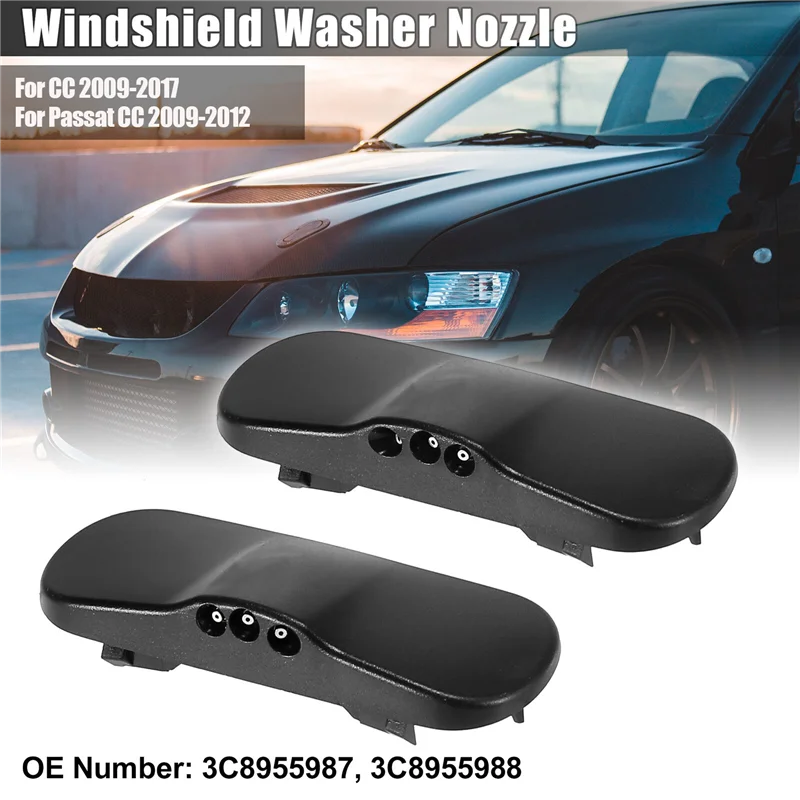 2PCS Windshield Windscreen Washer Nozzle Spray Jet 1Z0955985 for -VW Passat CC 2009-2012 / CC 2009-2017