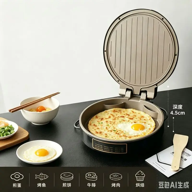 New Home Titanium Coated Electric Pancake Maker Multifunctional Steam Crepe Maker Extra Deep Large All In One Frying Griddle Pan