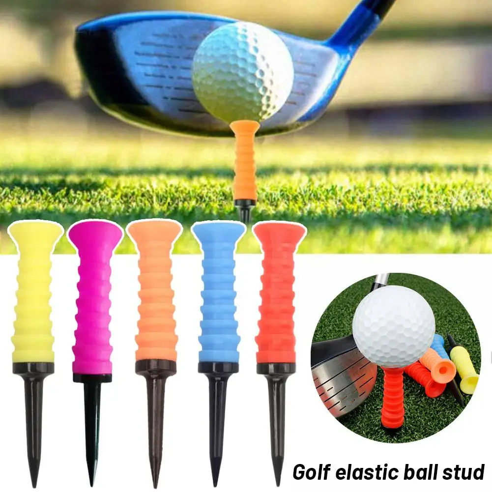 Golf Plastic Tee Limit Elastic Rubber Cushion Top Plastic Golf Tees Ball Sport Accessories Holder Training O6O0