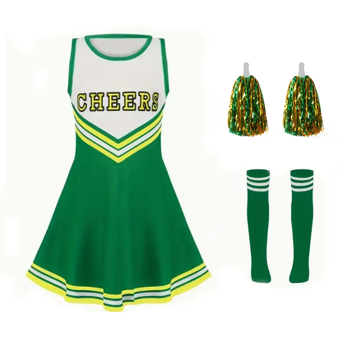 Abito da calcio elegante da cheerleader, costume da calcio in un pezzo, leggero e confortevole, per ragazze, festa, ballo, cosplay