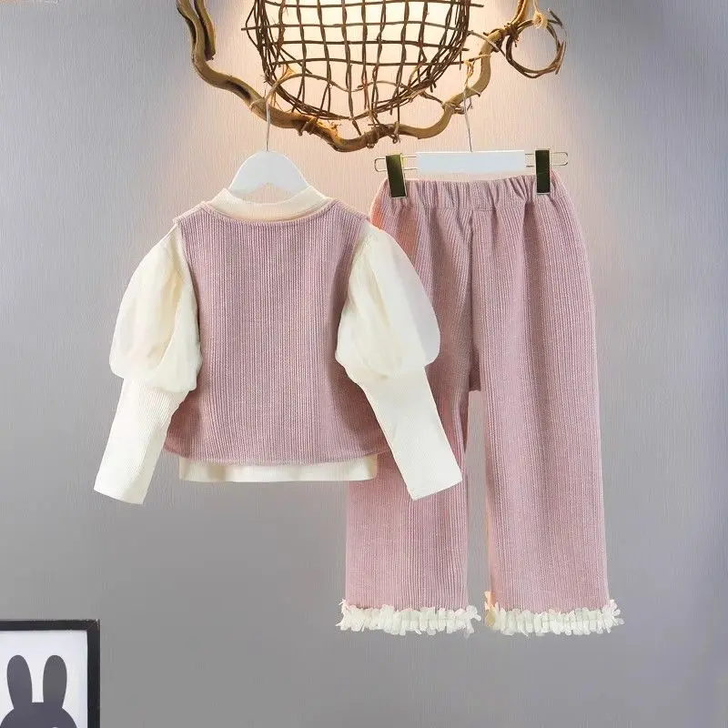 3 Pcs 2-9 Years Children Clothing Set Girl Casual Clothes Kids Fashion Sweatshirt And Pants Baby Autumn Winter Tracksuits