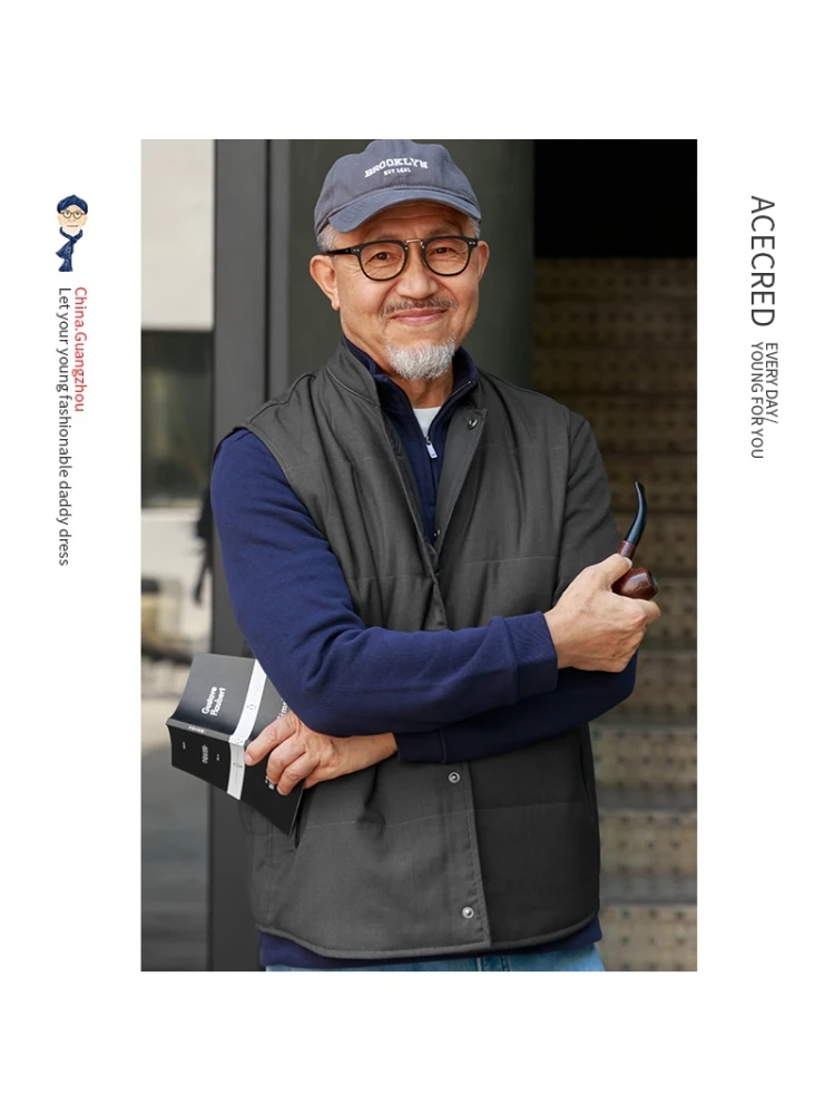 

Теплый хлопковый жилет для мужчин среднего и старшего возраста, легкая свободная верхняя одежда, модная городская стильная зимняя куртка для дедушек