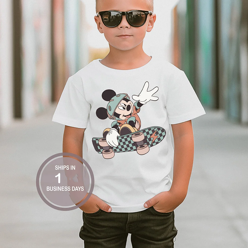 

Baby summer short-sleeved loose round neck T-shirt cartoon Mickey print boys and girls clothes children's Disney T-shirt