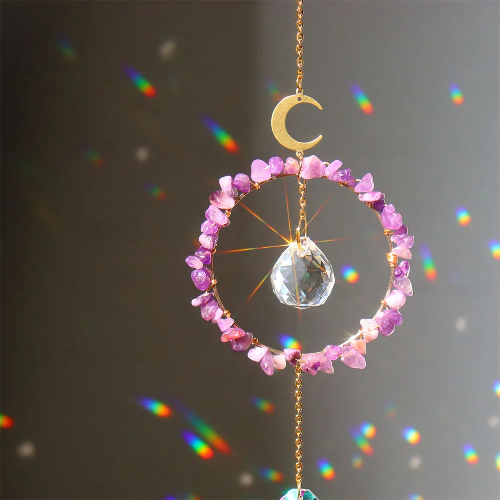 Cầu Vồng Pha Lê Thiên Thần Luân Xa Mặt Trời Bắt Xe Charm Mặt Dây Chuyền Tường Cửa Sổ Cửa Chuông Gió Treo Đồ Trang Trí Phòng Trang Trí Nhà