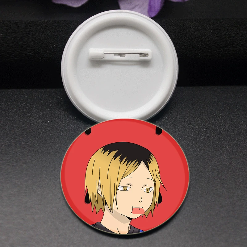 Cartoon Kenma Kozume Badge Anime Haikyuu!! Brooches on Backpack Clothes Handmade Round Enamel Pins for Jewelry Gift Accessory