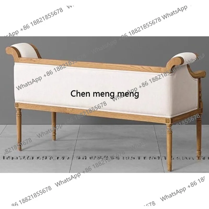 Furniture for small-sized apartments carving sofa chair ash wood log French retro balcony casual double sofa