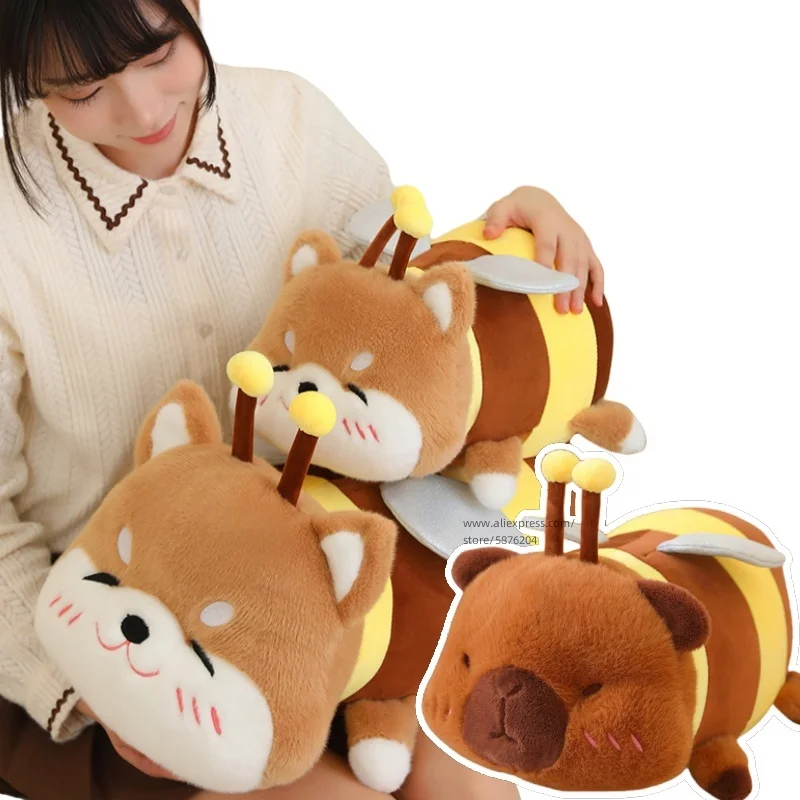 Cosplay Bee Capybara Plush Toy Stuffed Flying Wings Shiba Inu Dog Plusie Unique Toys for Kids Birthday Gift