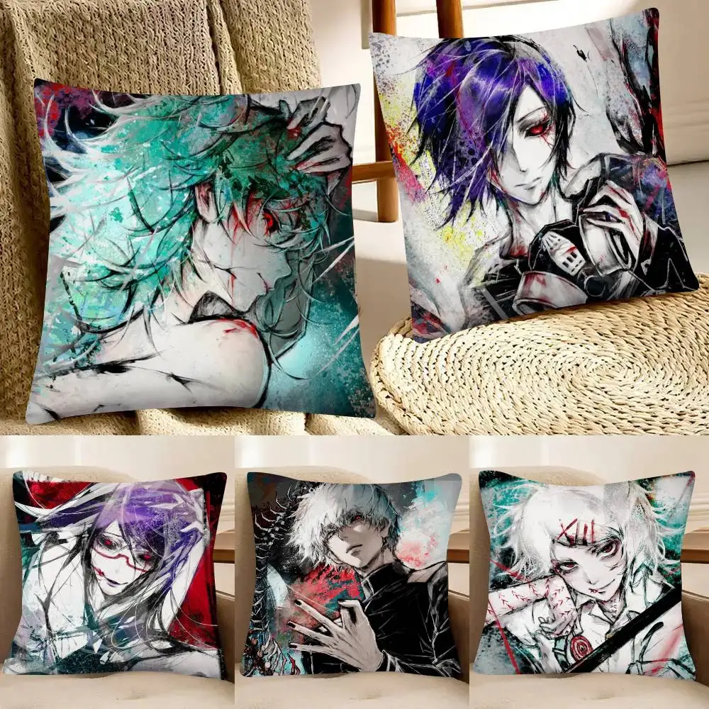 

Colorful Ink Wash Anime Tokyo Ghoul Pillow Case Square Pillow Bedroom Sofa Leisure Comfort Cushion Car Home Decoration