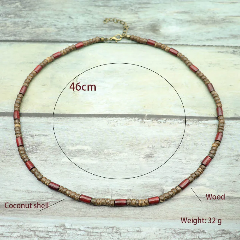 New Unique Natural Coconut Husk Necklace For Men Handmade Short Choker Collar Homme 18 Inches Gift For Him Accesorios Hombre