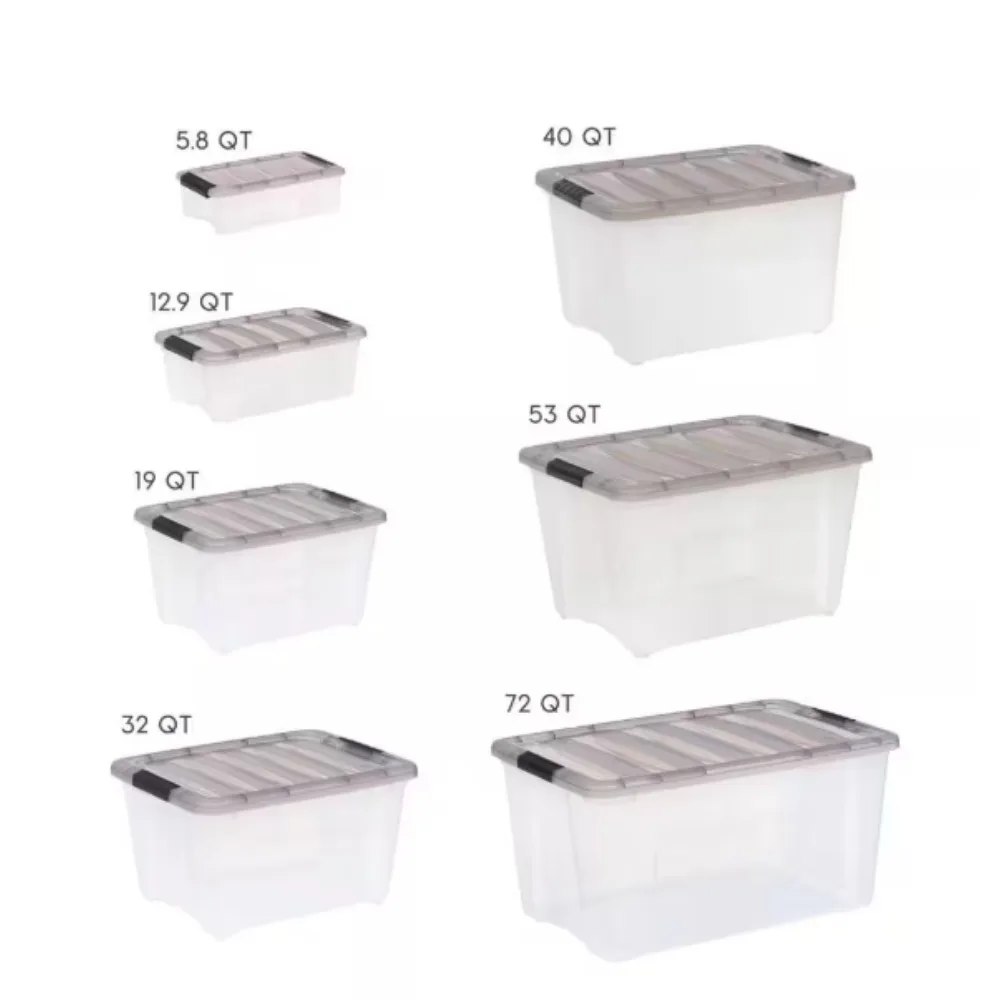

1.25 Gal. Plastic Storage Box with Latching Lid, Clear，Stackable storage boxes to make the most of limited space